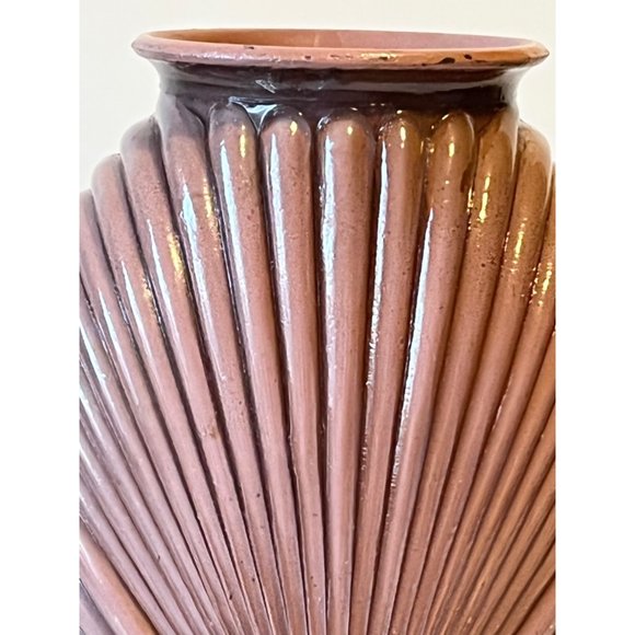 Vintage Hollywood Regency Miami Art Deco Glass Vase Mauve Pink 13" Tall - Picture 6 of 8